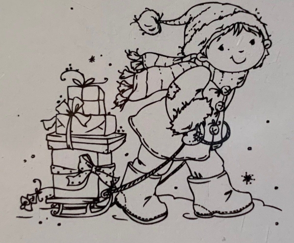 Clear Stamp Christmas Kids, Kind mit Schlitten